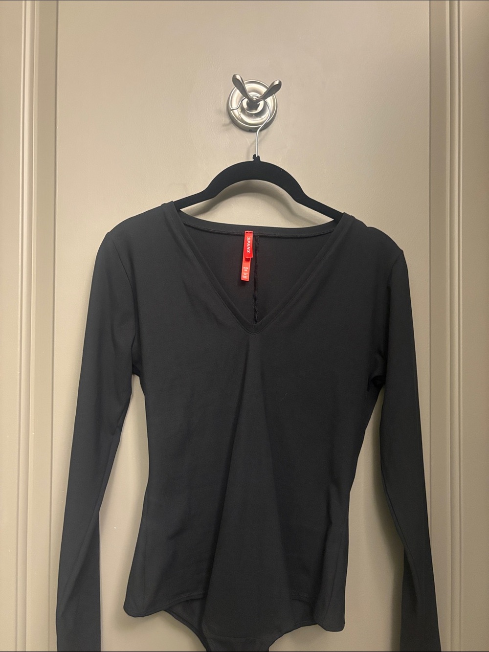 SPANX Black Long Sleeve V-Neck Bodysuit